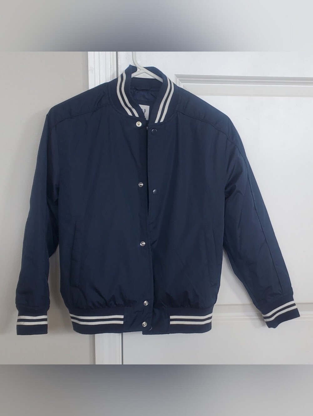 GAP Kids Navy Bomber Jacket with White Striped Trim